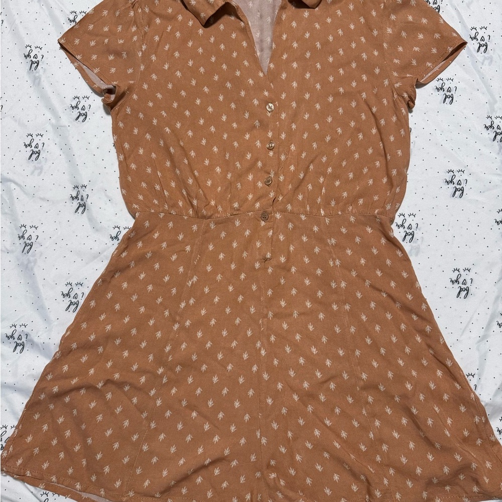 Cotton On Tan Mini Sundress with Notched Collar
